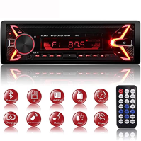 Autoradio Bluetooth Handsfree, 7 barev podsvícení FM stereo rádio 1 din auto rádio 4x60W auto rádio Podpora FM/USB/MP3/WMA/TF/AU